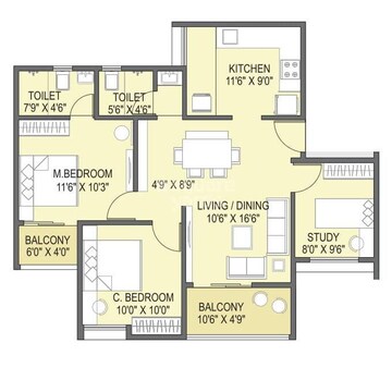  3 BHK Apartment at Yashada Supreme, Dudulgaon – for Rent