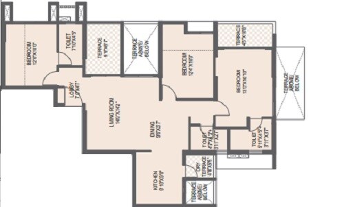 Floor plan of 3 BHK 717 Sq. Ft. Apartment in Yashada Vivanta Vantage Twenty One, Pune