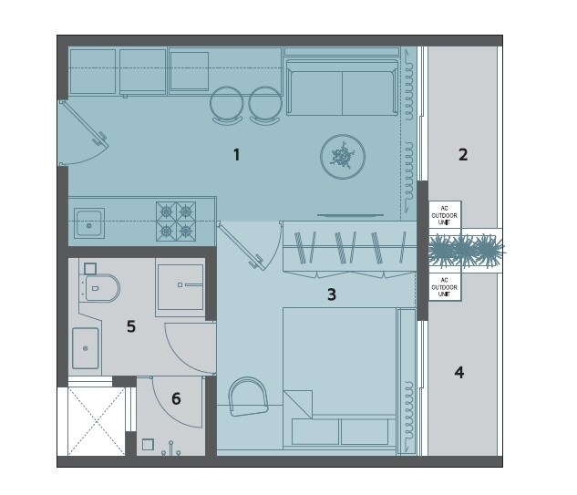Floor plan of 337 Sq. Ft. Studio in Yashcon Neon, Pune