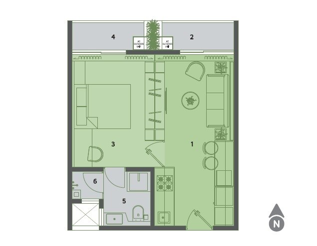 Floor plan of 351 Sq. Ft. Studio in Yashcon Neon, Pune