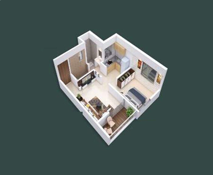 Floor plan of 1 BHK 450 Sq. Ft. Apartment in Yashodeep Chakreshwar Vihar, Pune