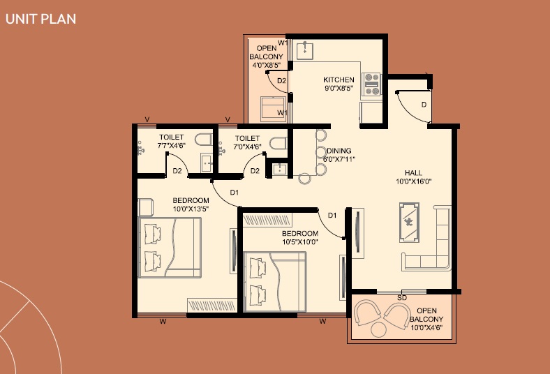 2 BHK 725 Sq. Ft. Apartment in Yashodha Skyrise