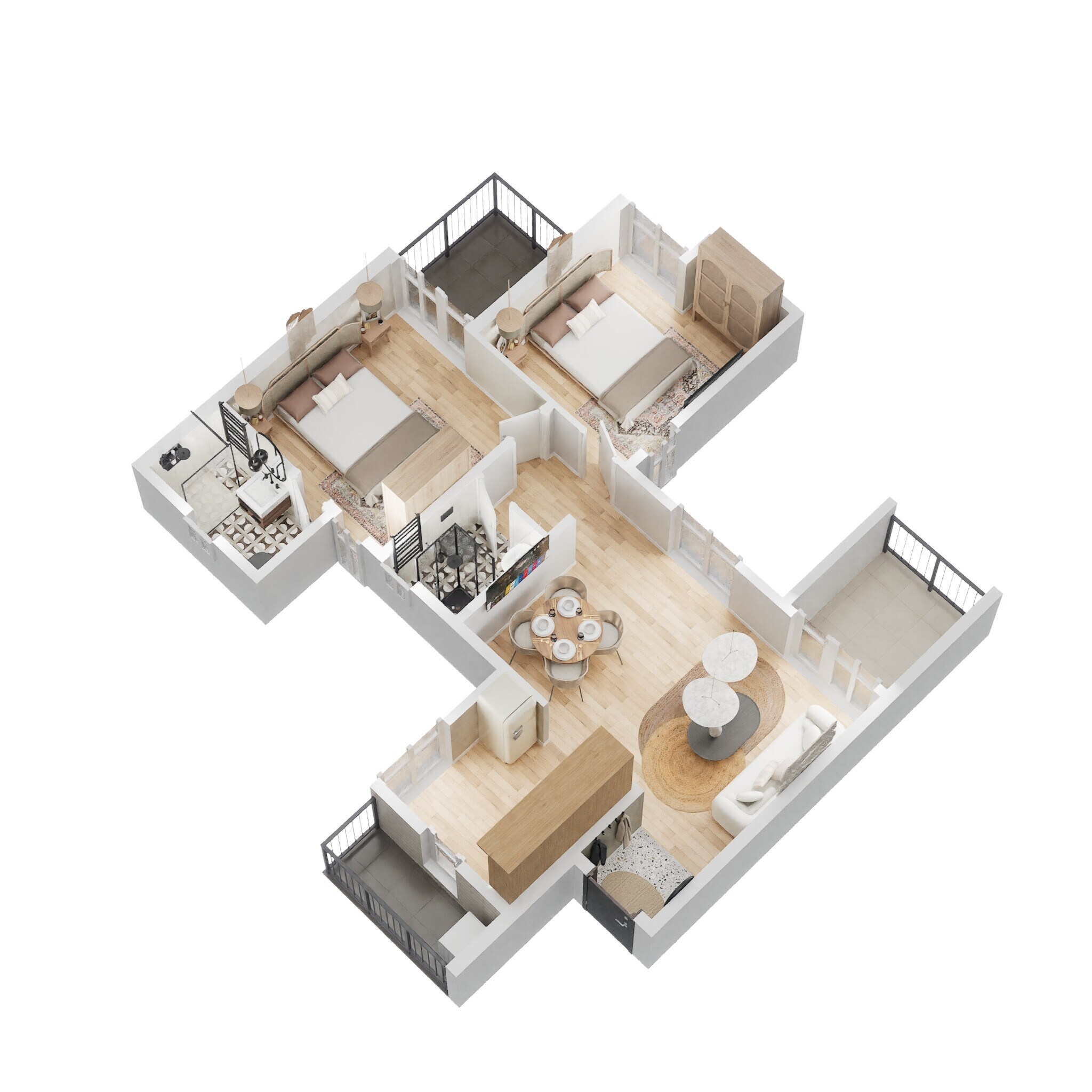 2 BHK 600 Sq. Ft. Apartment