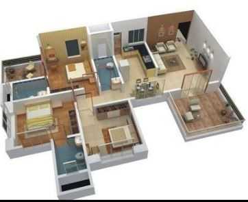 Floor plan of 3 BHK 994 Sq. Ft. Apartment in Yogesh Gandharva Excellencee Phase I, Pune