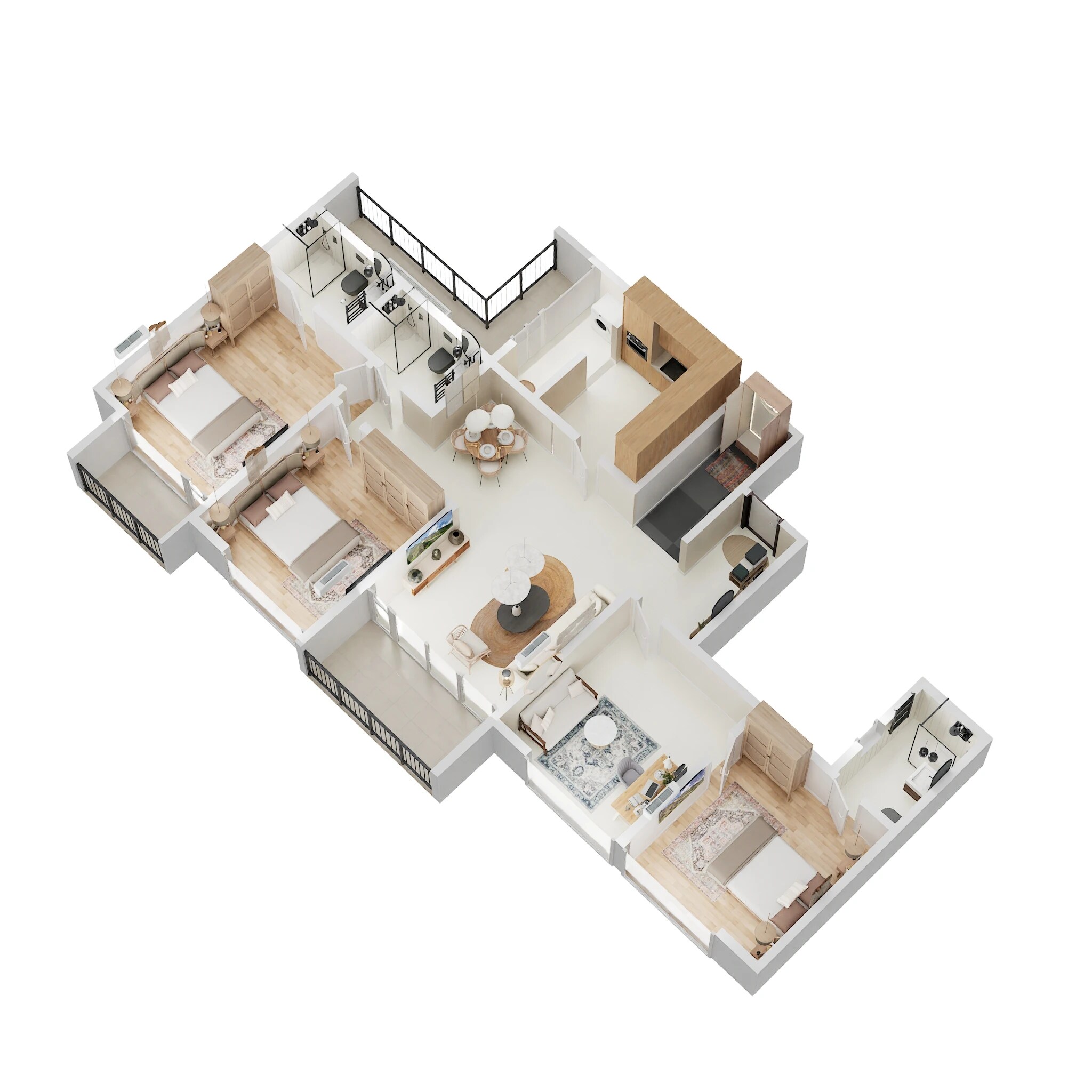 Floor plan of 4 BHK 1532 Sq. Ft. Apartment in Yoo Pristine, Pune