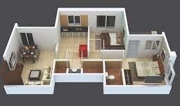 Floor plan of 2 BHK 830 Sq. Ft. Apartment in Yuva Chakan Saundarya, Pune