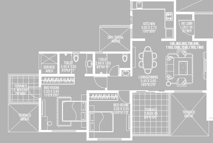 2 BHK 771 Sq. Ft. Apartment