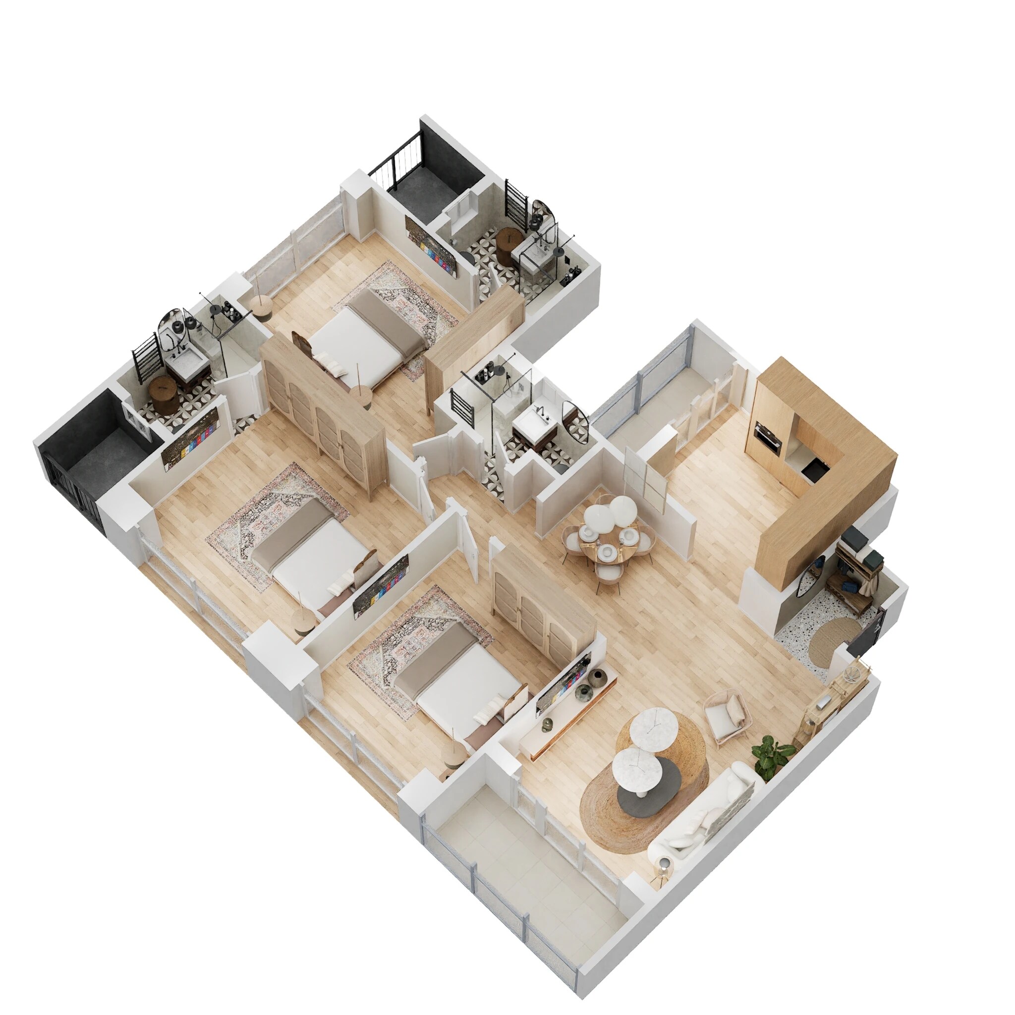 3 BHK 1070 Sq. Ft. Apartment