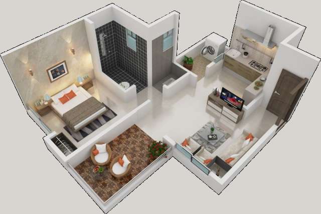 1 BHK 435 Sq. Ft. Apartment in Zenith Utsav Residency Phase 2