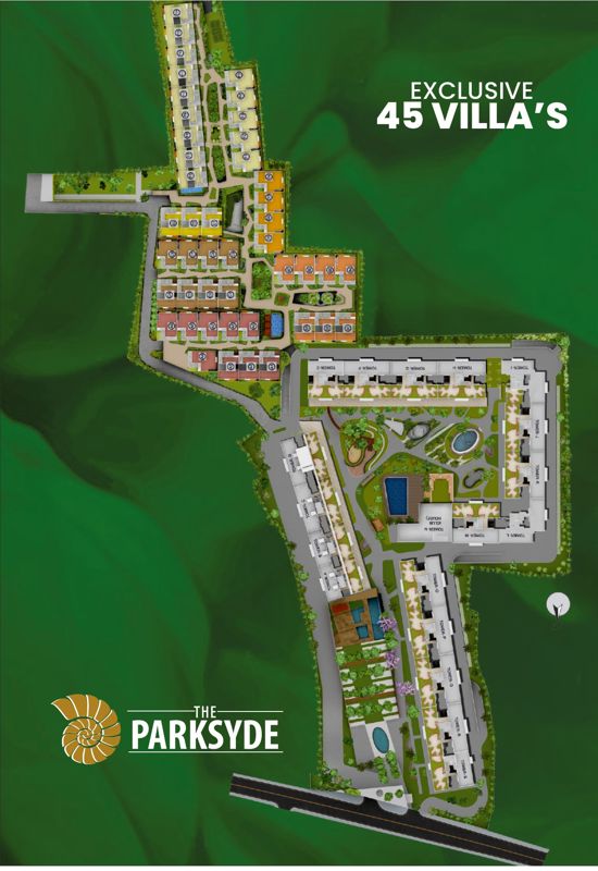 Rishabh-The-Parksyde_an aerial view of a street scene with a train on the track