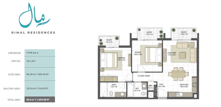 2 Beds 1040 Sq. Ft. Apartment
