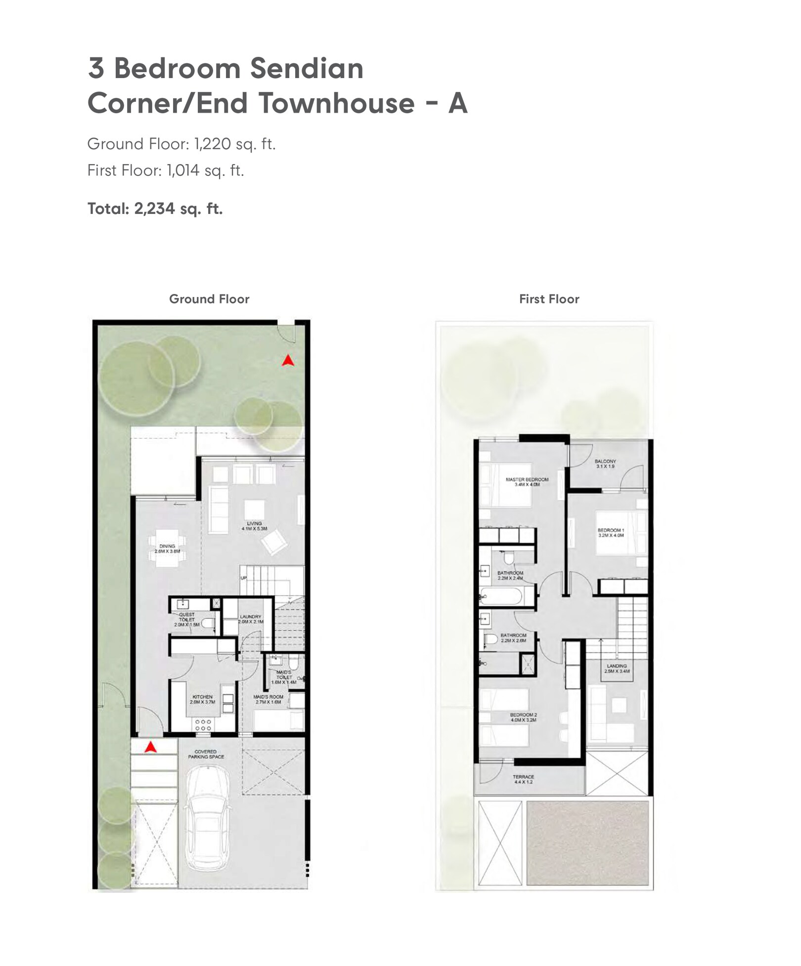 3 Beds 2234 Sq. Ft. Townhouse