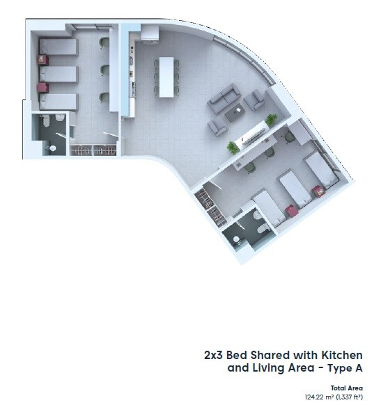 6 Beds 1337 Sq. Ft. Apartment
