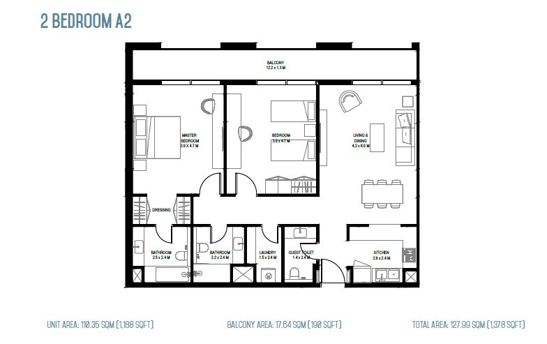 2 Beds 1378 Sq. Ft. Apartment