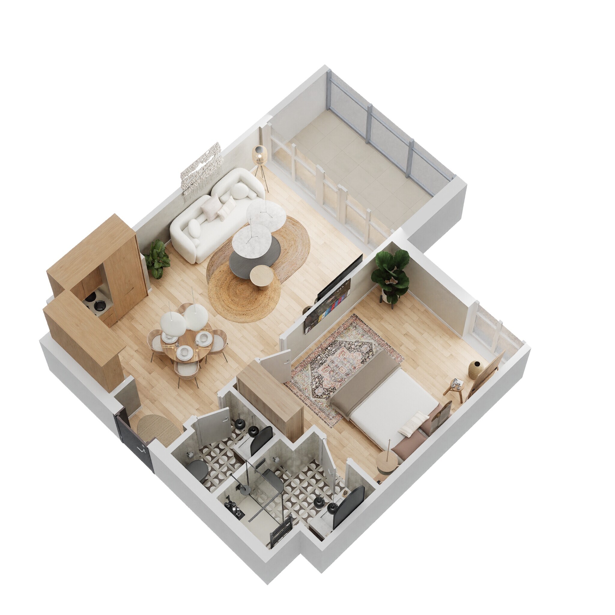 1 Bed 675 Sq. Ft. Apartment
