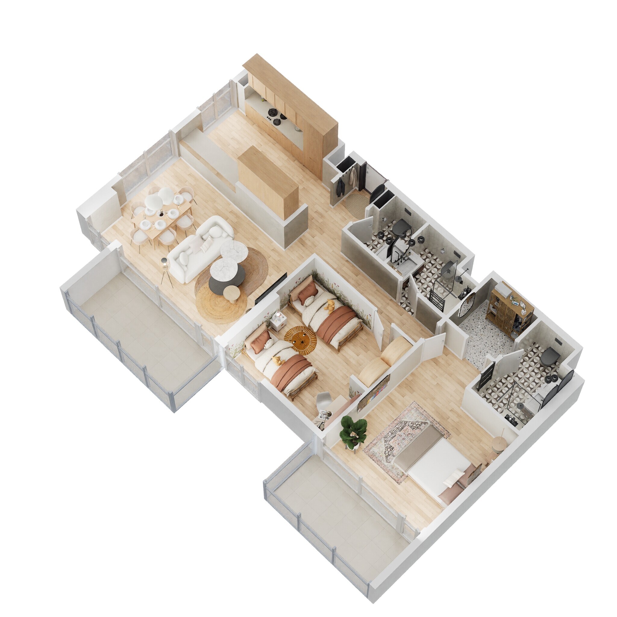 2 Beds 1265 Sq. Ft. Apartment