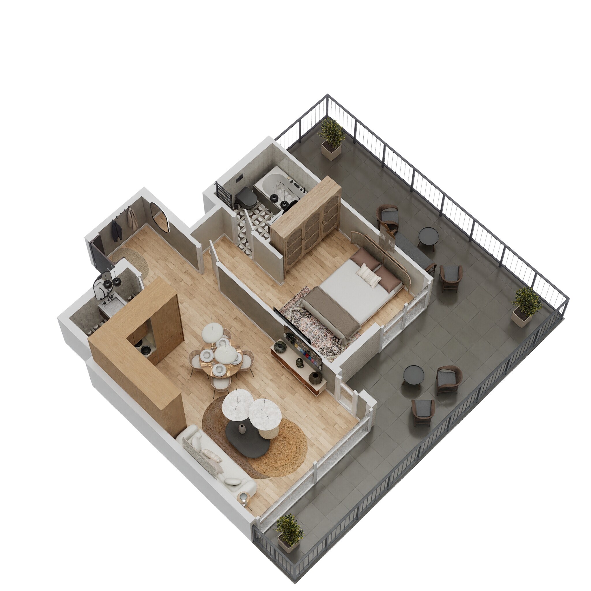 1 Bed 896 Sq. Ft. Apartment