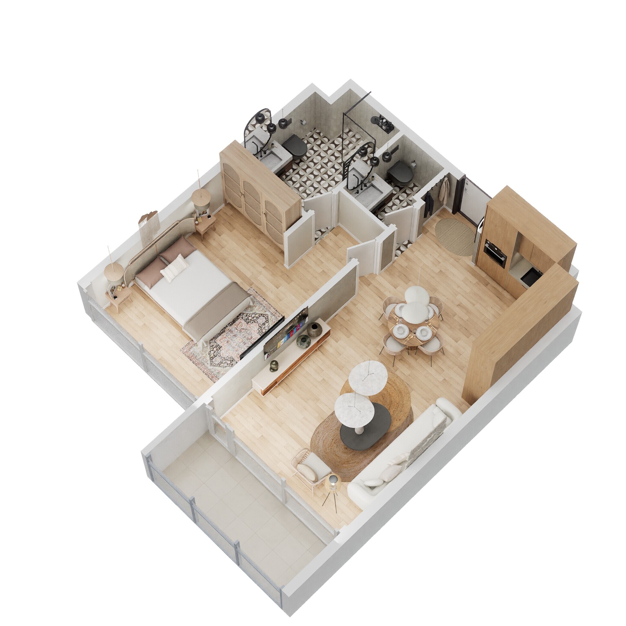 1 Bed 727 Sq. Ft. Apartment