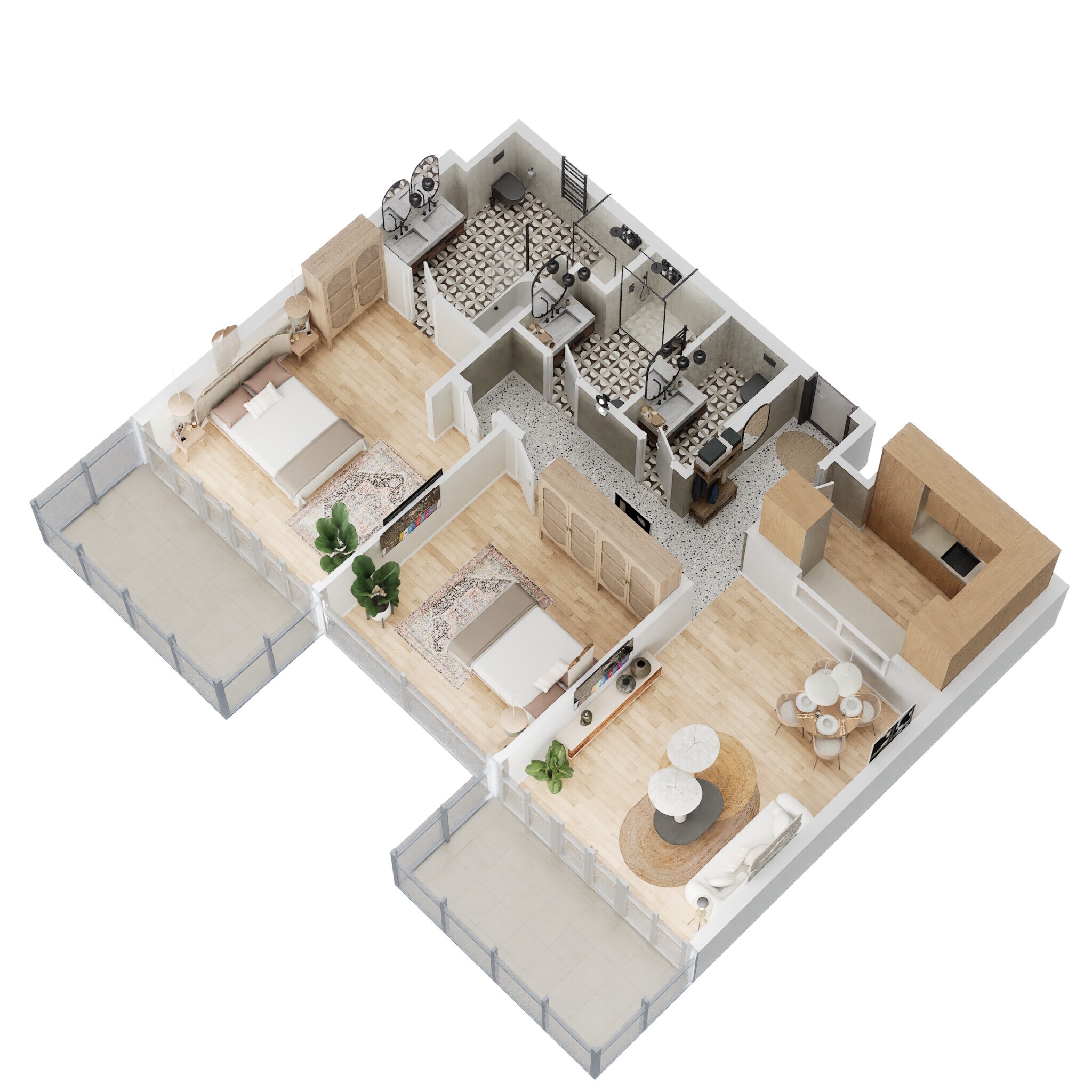 2 Beds 1193 Sq. Ft. Apartment