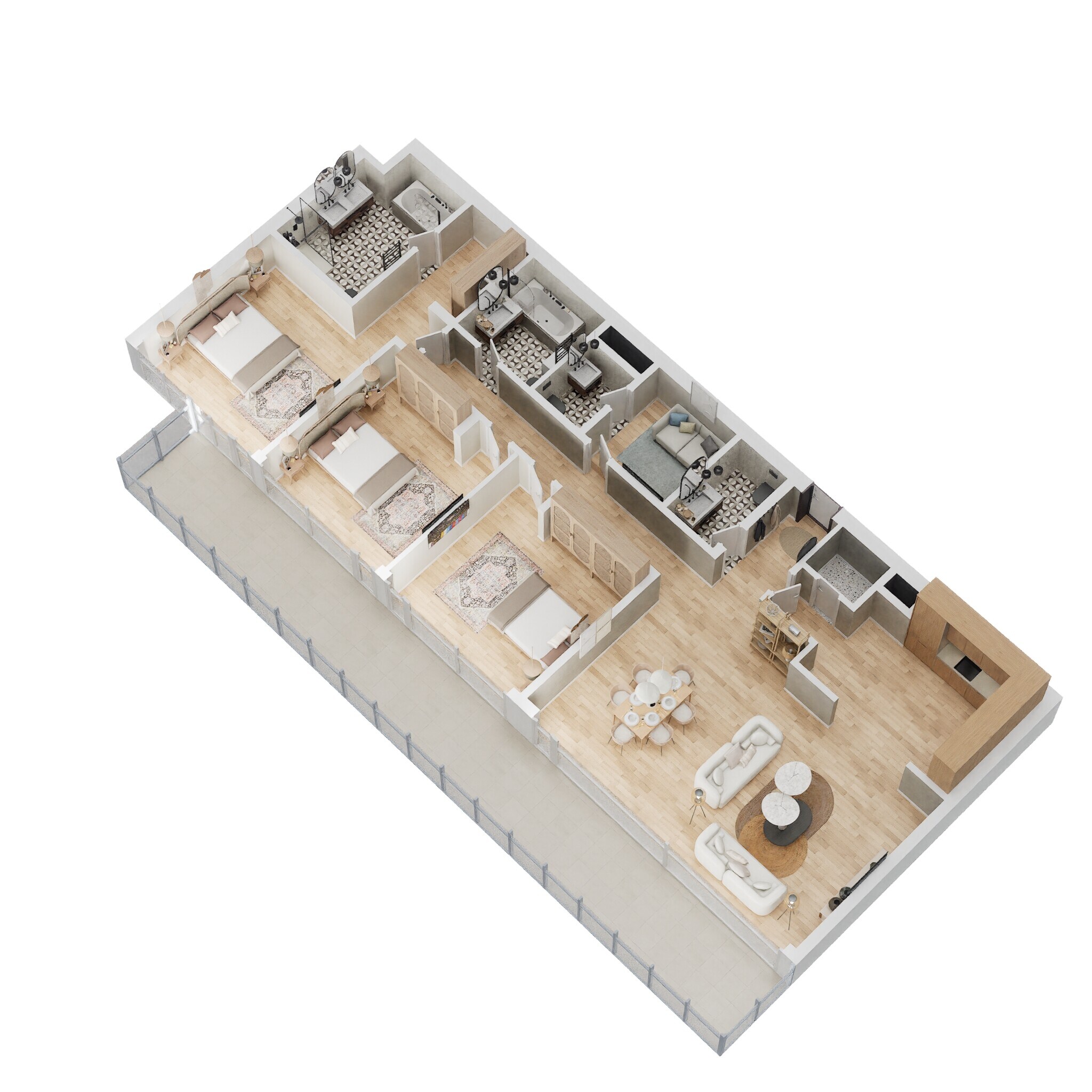 3 Beds 2061 Sq. Ft. Apartment