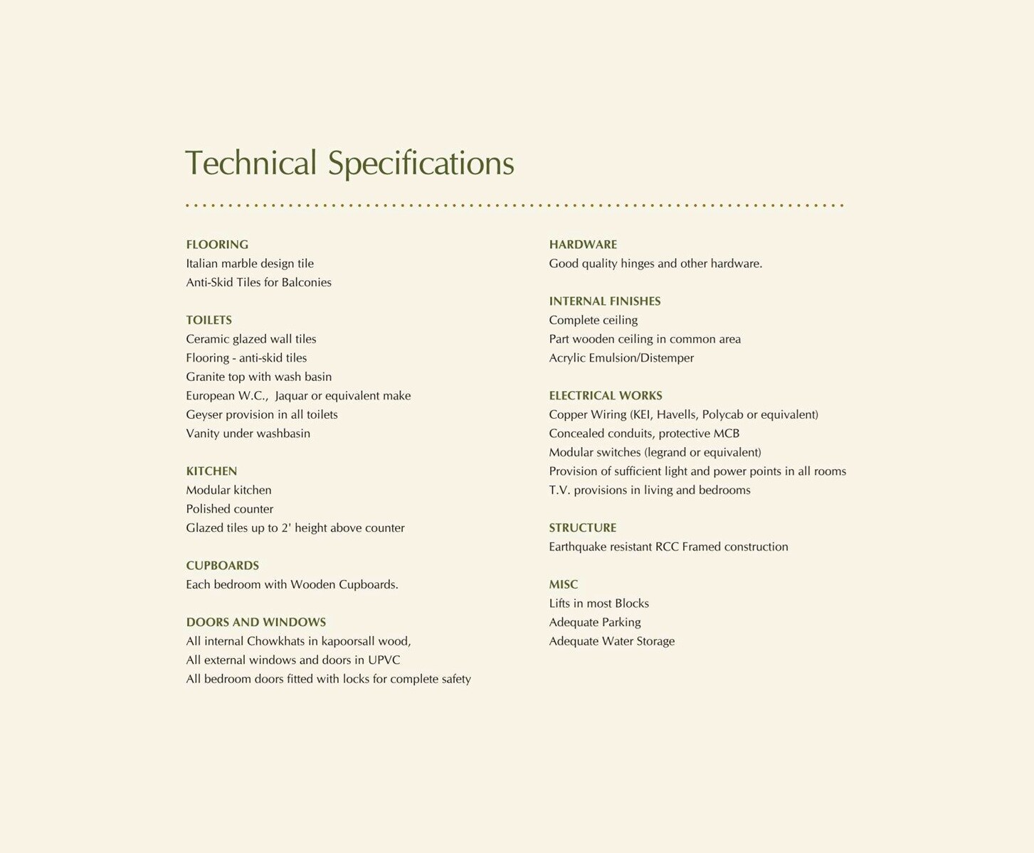 Cliffton Valley Specification