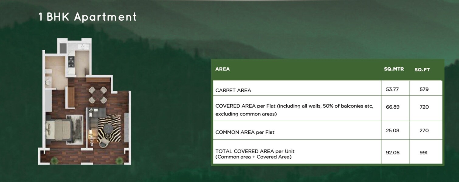 1 BHK 991 Sq. Ft. Apartment