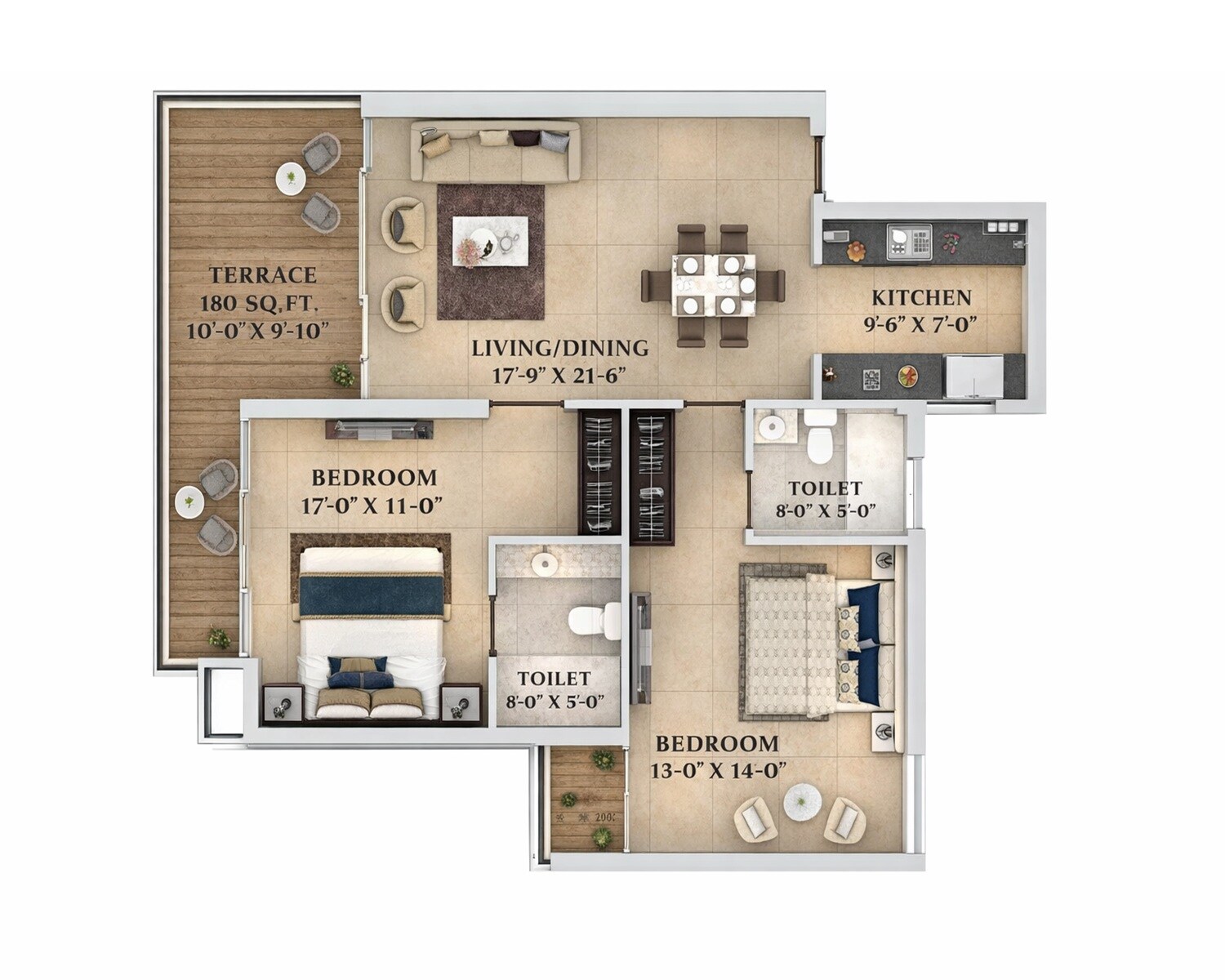 2 BHK 1350 Sq. Ft. Apartment