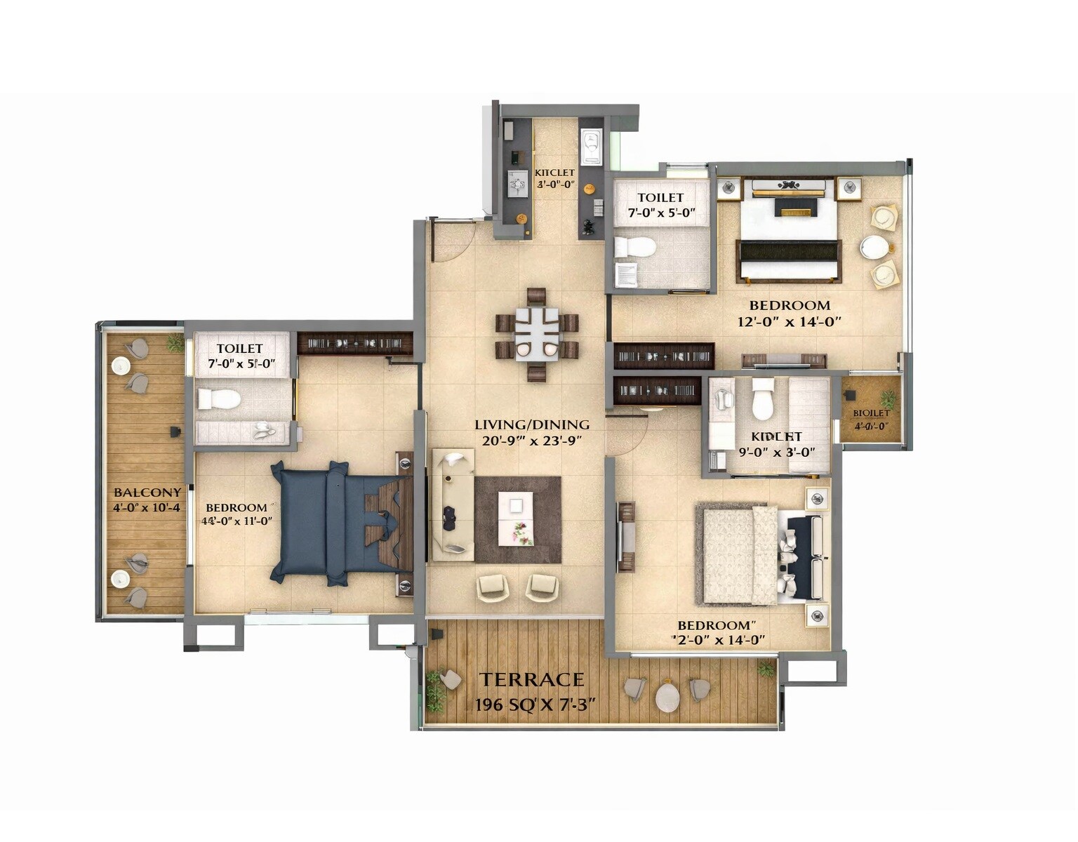 3 BHK 1783 Sq. Ft. Apartment