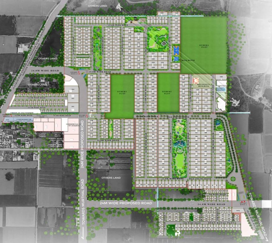 One-Prastha-The-Elite-Residences_an aerial view of a city with many different types of buildings