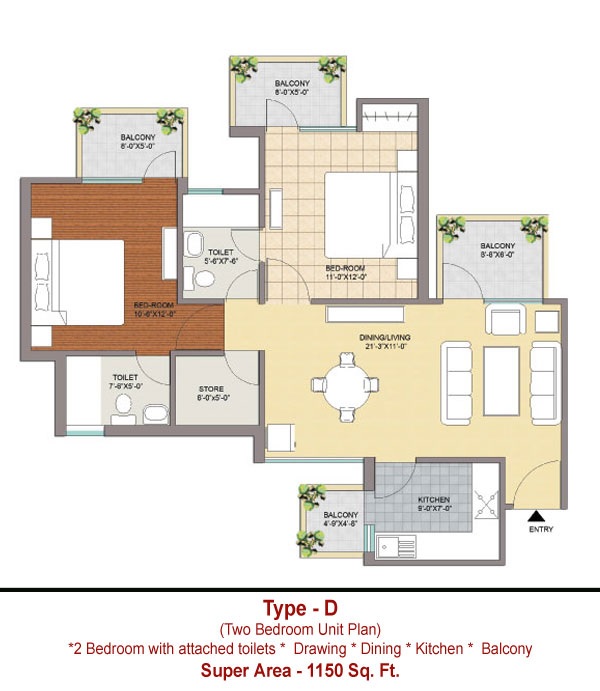 2 BHK 1150 Sq. Ft. Apartment in Maxhights Metroview