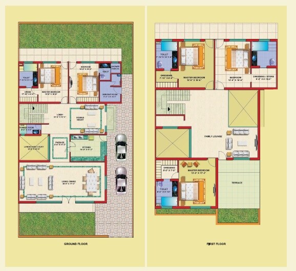 Floor plan of 5 BHK 2250 Sq. Ft. Apartment in TDI City Kundli, Sonipat
