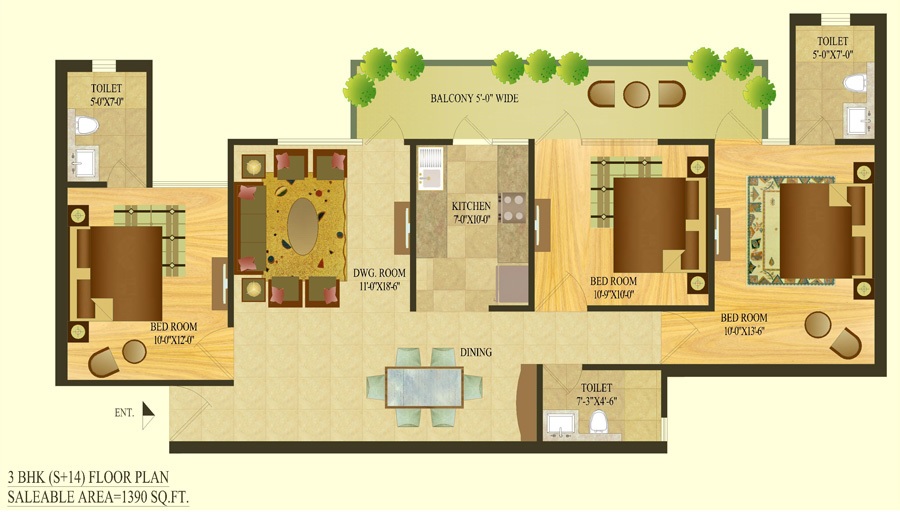tdi tuscan heights apartment 3 bhk 1390sqft 20212726142718