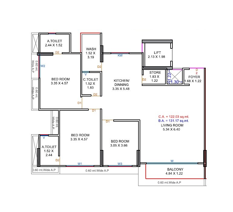 3 BHK 1313 Sq. Ft. Apartment