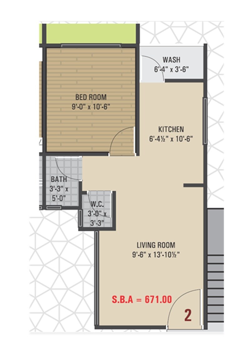 1 BHK 671 Sq. Ft. Apartment