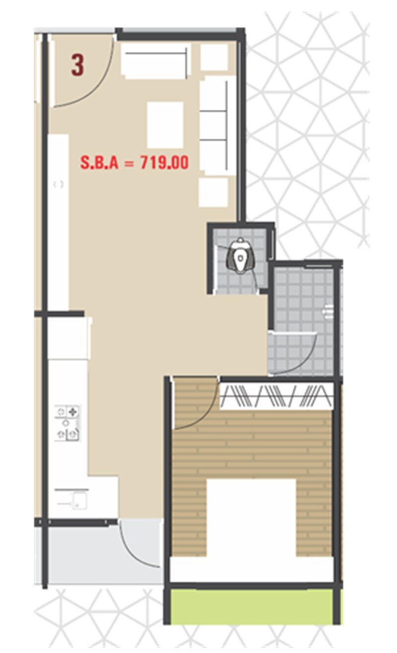 1 BHK 719 Sq. Ft. Apartment