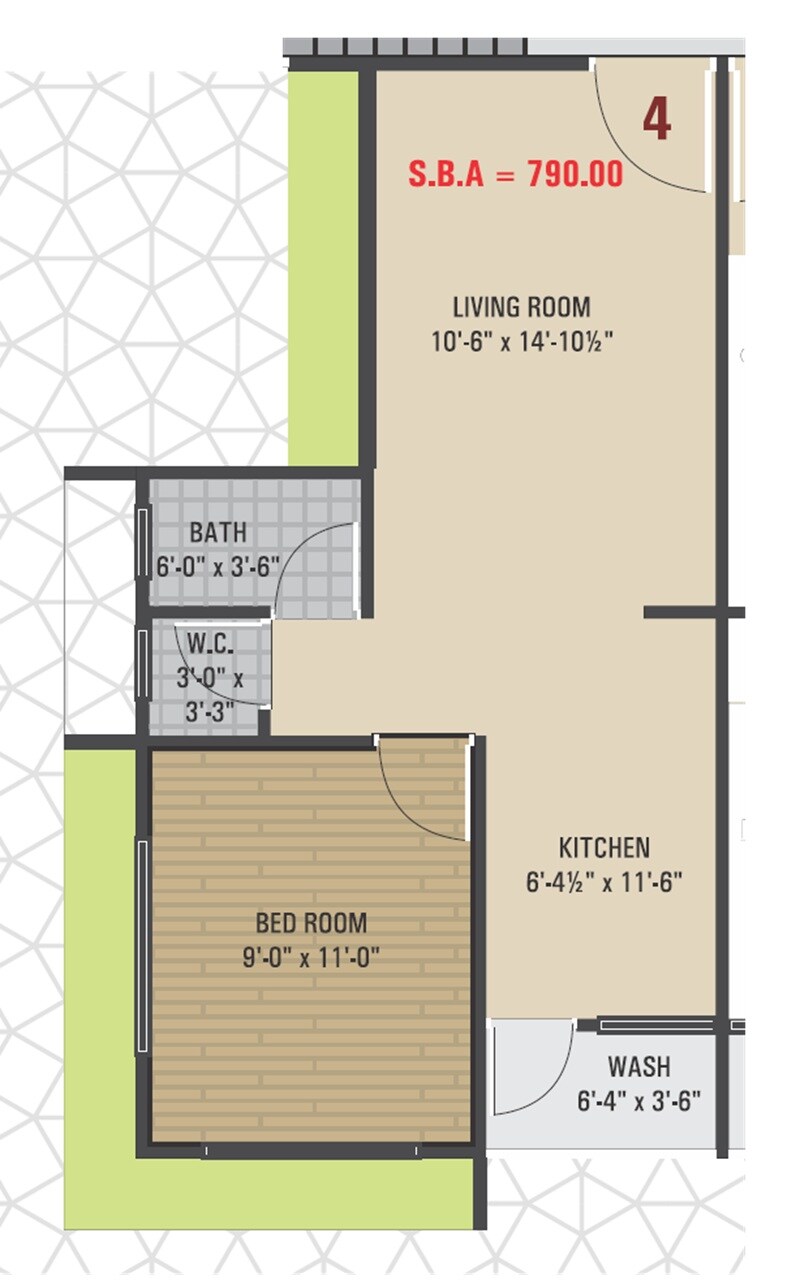 1 BHK 790 Sq. Ft. Apartment