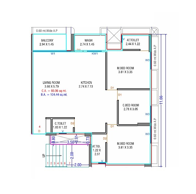3 BHK 1001 Sq. Ft. Apartment