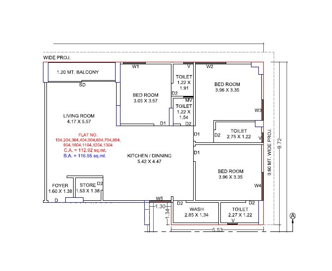 3 BHK 1215 Sq. Ft. Apartment