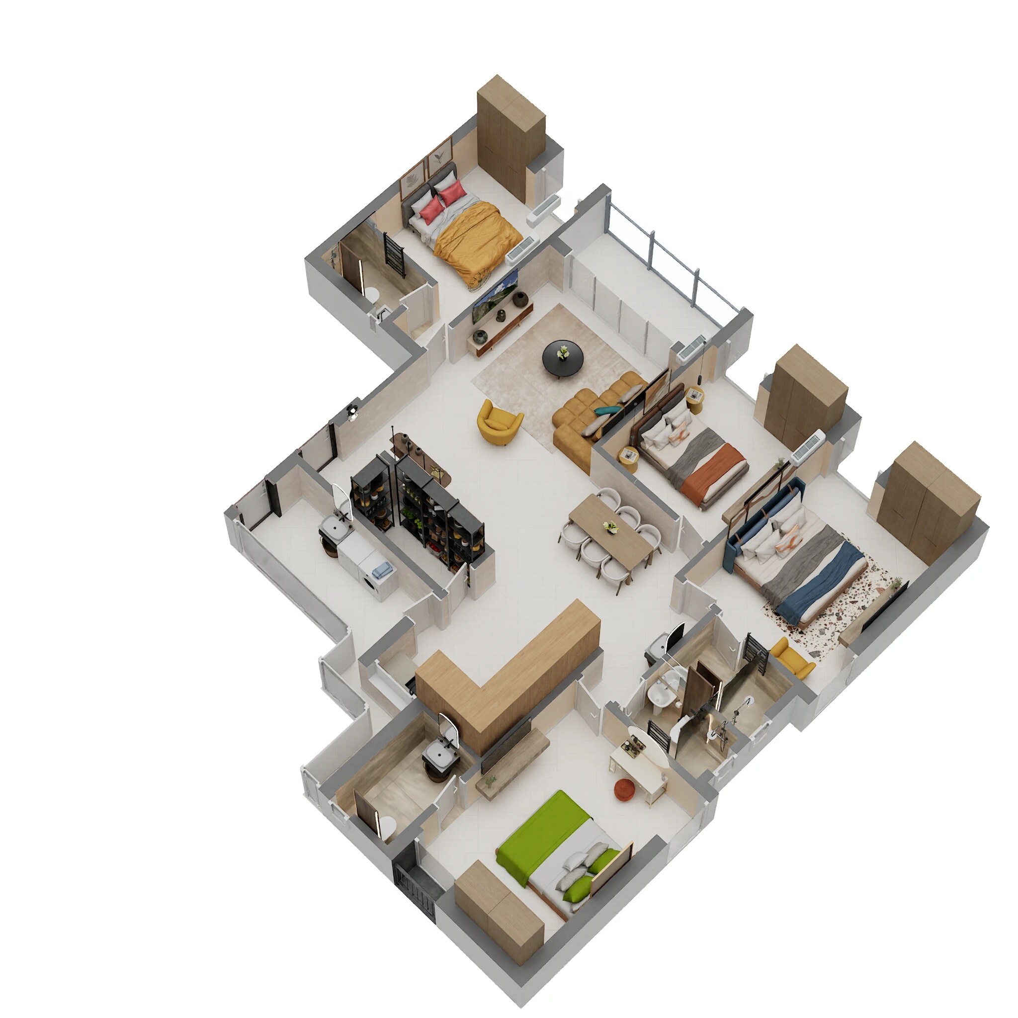 Floor plan of 4 BHK 2781 Sq. Ft. Apartment in Tulsi Sangath Livings, Surat