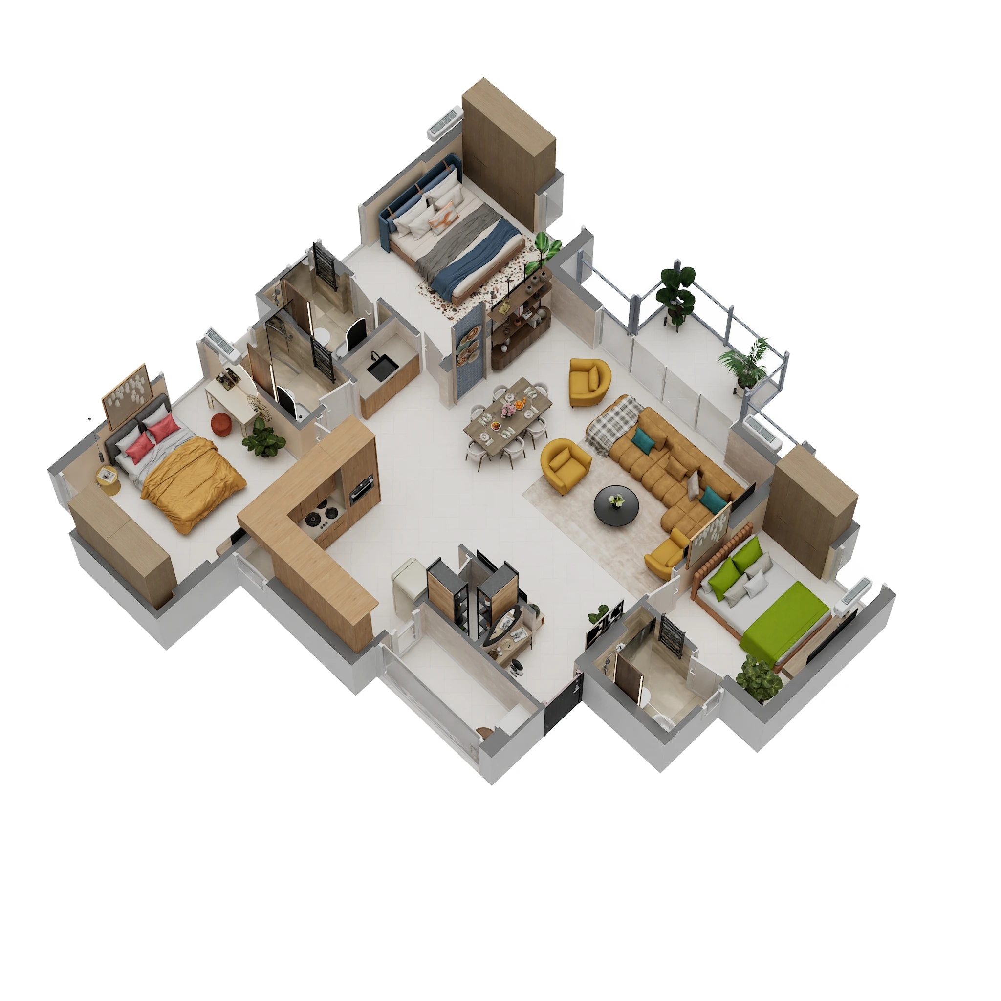 Floor plan of 3 BHK 2509 Sq. Ft. Apartment in Tulsi Sangath Luxuria, Surat