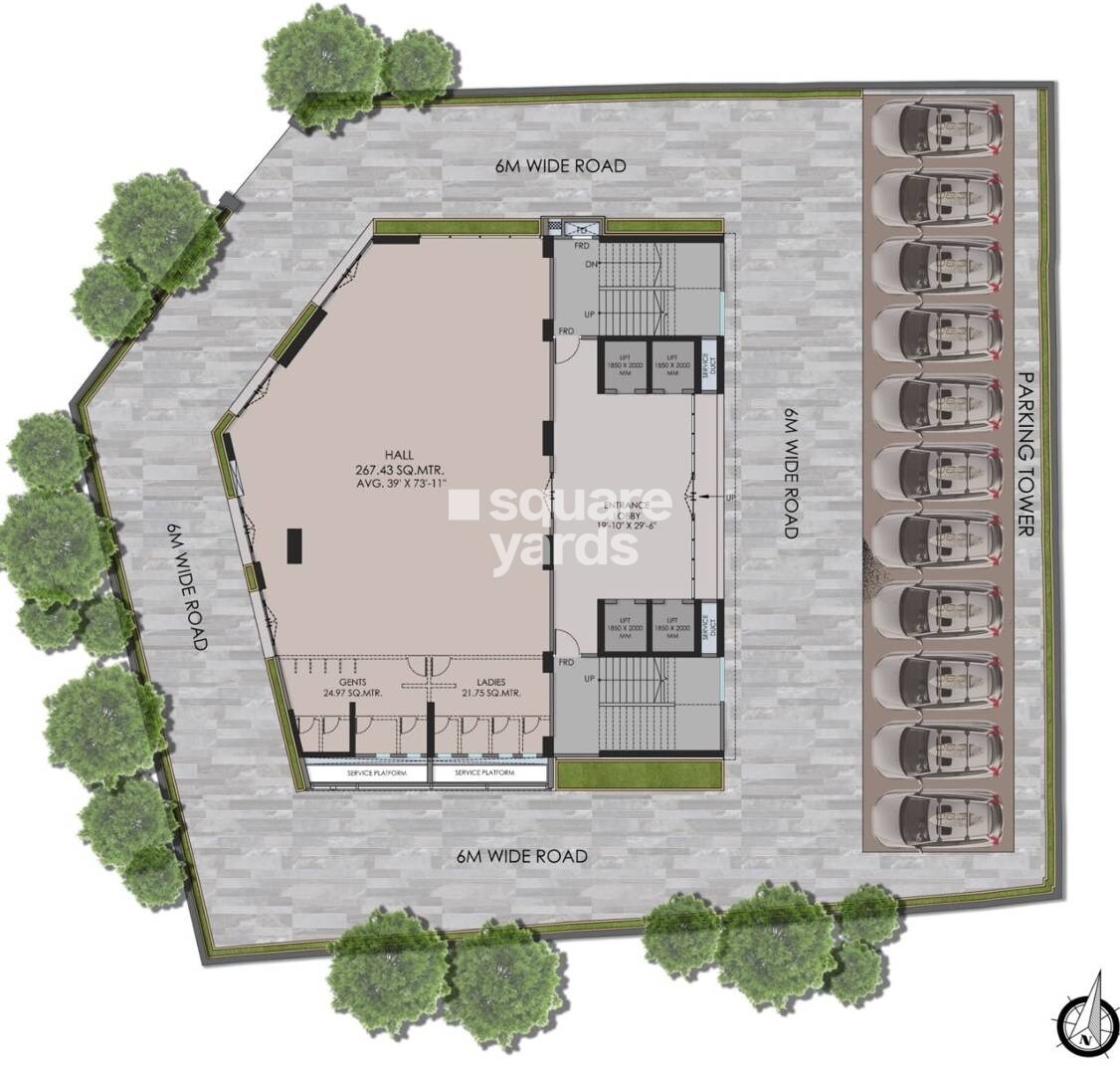 Bhutra-The-Pentagon_a building with a clock on top of it