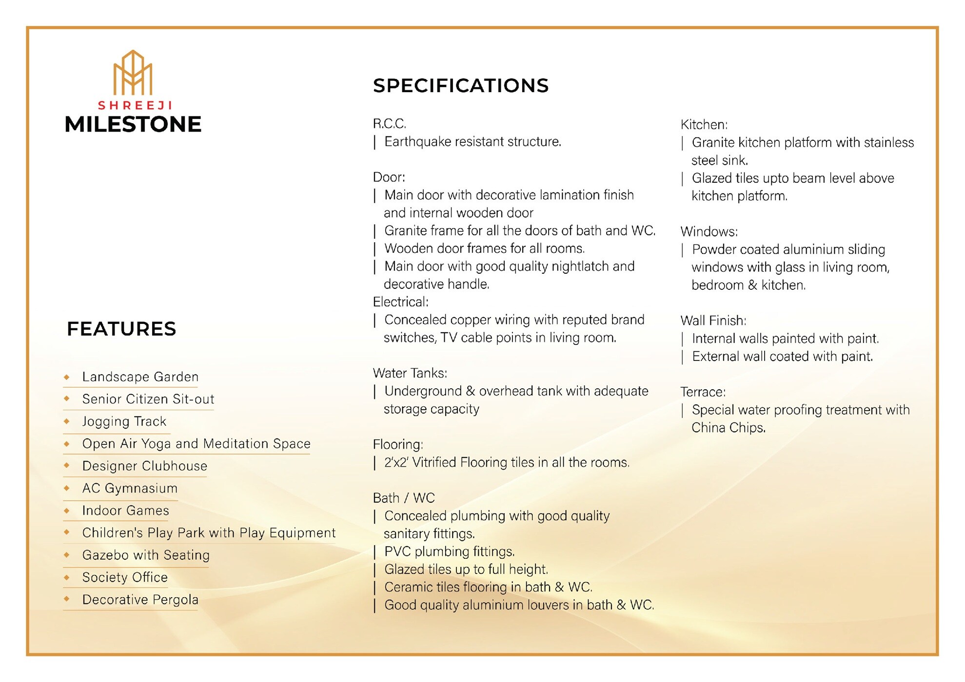 Deeplaxmi Shreeji Milestone Specification
