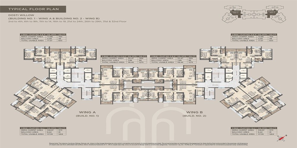 Dosti Willow Floor Plans 1