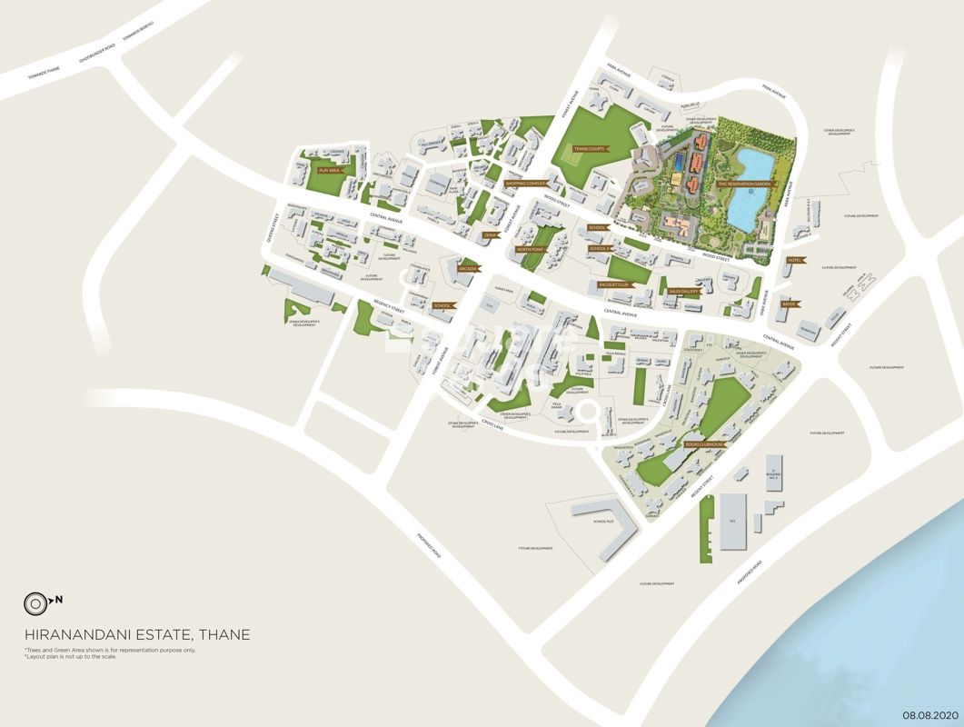 Hiranandani-Estate-Aralia_an aerial view of a city with snow covered buildings