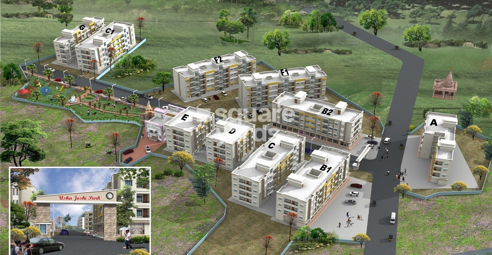 JKT-Usha-Joshi-Park-Phase-2_a cityscape of a city with houses and buildings