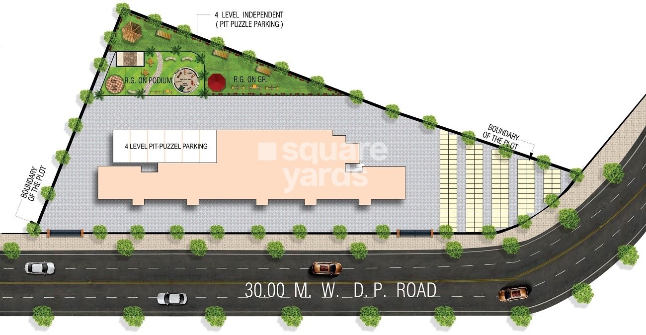 Keni-Maple-Paradise_an aerial view of a large building with a large clock