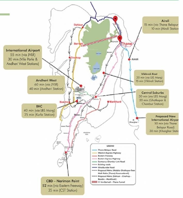 Lodha Amara Tower 42 and 43 Location Image