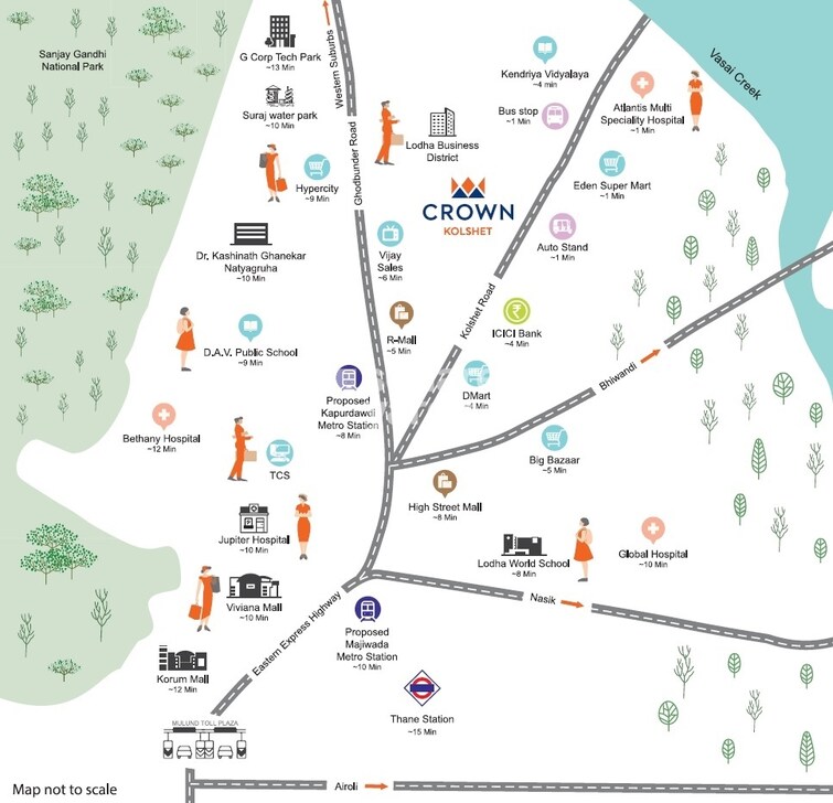 Lodha Crown Kolshet Location Image