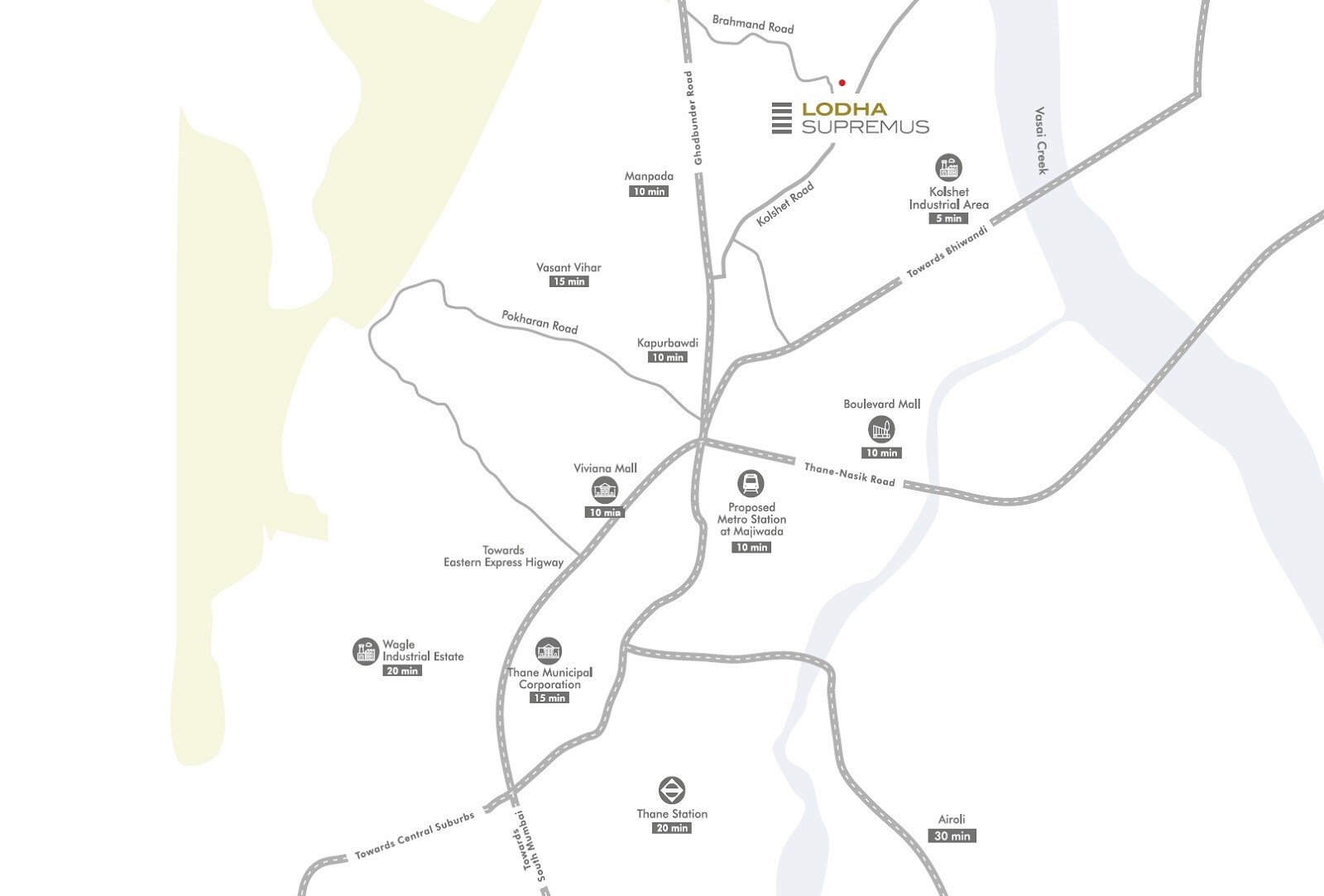 Lodha Upper Thane Supremus Location Image