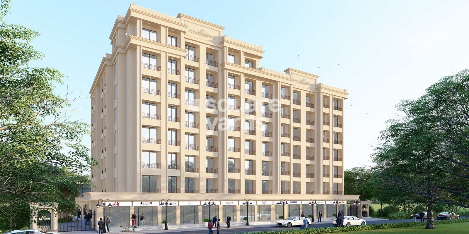 MM-Sai-Platinum-Residency_a large building with a large clock on the front of it